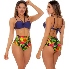 PRAIE - Vestido de Baño Bikini Retro 1009 Violeta Neón