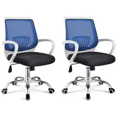 MOBLIHOUSE - Set X2 Silla Secretarial Superior Blanca Azul