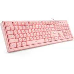 ONIKUMA - Teclado Gamer G25 Membrana Rosado Con Luz Led Rgb