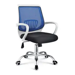 MOBLIHOUSE - Silla Secretarial Superior Blanca Azul