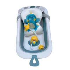 MAXIBABY - Bañera Plegable Con Sensor De Temperatura Malla Y Ducha Bebe