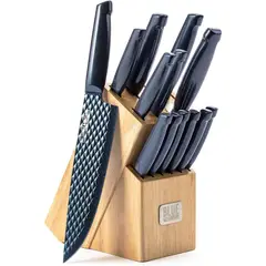 DIAMOND - Set Cuchillos Acero Inoxidable Azul 14 Piezas