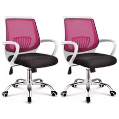 MOBLIHOUSE - Set X2 Silla Secretarial Superior Blanca Fucsia