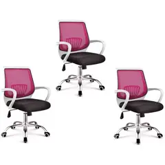 MOBLIHOUSE - Set X3 Silla Secretarial Superior Blanca Fucsia