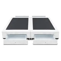 MAGIC CLASS - BASE CAMA DIVIDIDA CON 4 CAJONES LATERALES 200x200 ECOCUERO BLANCO.