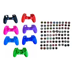 GENERICO - Protector Funda Silicona Unicolor + 2 Grips Para Control Ps4