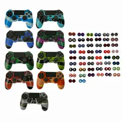 GENERICO - Protector Funda Silicona Camuflada + 2 Grips Para Control Ps4