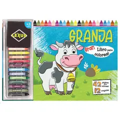 LEXUS - Gran Libro Para Colorear Granja Con 12 Crayolas
