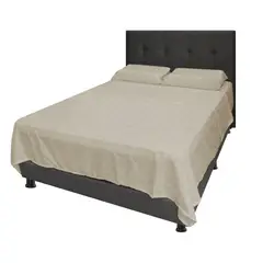 DORMILANDIA - Juego de sábanas tela 100% poliéster para cama doble 140 beige