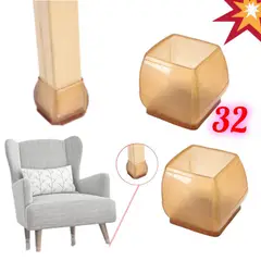 GENERICO - Protectores en silicona forros patas sillas o mueble cuadrada Set x32