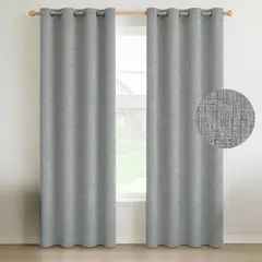 CASATUA - Cortina Blackout 100% Anti Luz, 1 Paño 140x220 Text Lino - Gris