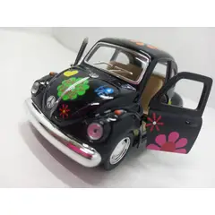 GENERICO - CARRO VOLKSWAGEN ESCARABAJO NEGRO FLORES A ESCALA 136
