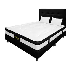 DORMILANDIA - Mega combo colchón queen 160x190 espumado híbrido - base cama dividida - cabecero - almohadas
