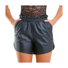 BAPU - Short en cuerina con elástico interno y bolsillos
