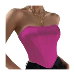 BAPU - Crop top en tela raso varillas laterales