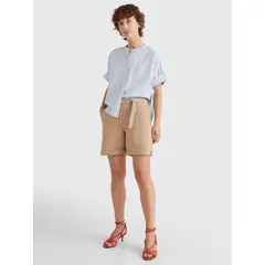 TOMMY HILFIGER - Pantalón Chino Corto Con Cinturón Mujer Beige