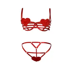 ELECTRIK LINGERIE - Conjunto Dely de Terciopelo en Rojo con Detalle de Corazón