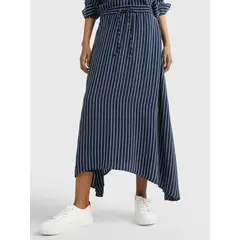 TOMMY HILFIGER - Falda Midi Con Diseño De Rayas Mujer Blanco Tommy Hilfiger_.