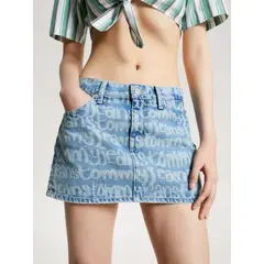 TOMMY HILFIGER - Mini Falda Con Estampado De Logotipo Mujer Azul Tommy Jeans