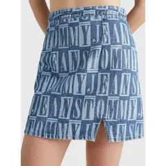 TOMMY HILFIGER - Minifalda Jeans Con Estampado De Letras Mujer Azul Tommy Jeans
