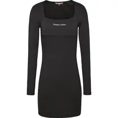 TOMMY HILFIGER - Vestido Negro Corta De Manga Larga Para Mujer Tommy Jeans