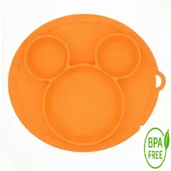 MUNDO BEBE - Plato Para Bebe En Silicona Naranja
