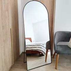 ALIK DISEÑO - Espejo De Piso Cuerpo Entero Marco y Soporte Metálico Negro 70x170cm