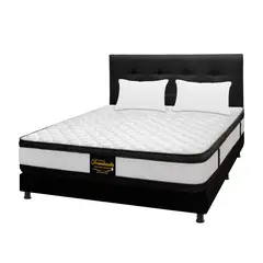 DORMILANDIA - Combo Colchón Doble Espumado Malta Base Cama Entera Almohadas