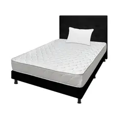 DORMILANDIA - Combo colchón sencillo 100x190 espumado macizo base cama entera cabecero almohada.