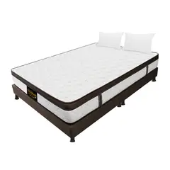 DORMILANDIA - Combo colchón café king 200x200 resortado dublín base cama almohada