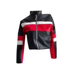 SYK - Chaqueta Para Mujer Tipo Motera De Cuerotex