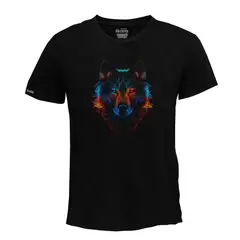 CREACIONES NU CROWN - Camiseta Lobo estilo neón animal salvaje Original Nu Crown