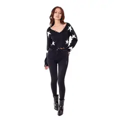 DREAMER - Sweater cuello pico estrellas