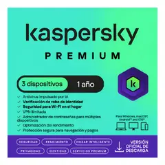 KASPERSKY - Antivirus Premium 3 Dispositivos 1 Año