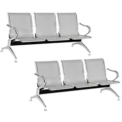 MOBLIHOUSE - Set X2 Silla Tándem 3 Puestos Espera Alto Trafico Metálica Aaa