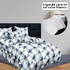 VOYPRE - Edredón Estampado-Unicolor Grueso Tamaño Doble Triángulos-Blanco
