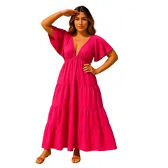 FRIOLENTA - Vestido Verano Blossom Juvenil Vacaciones - Fucsia