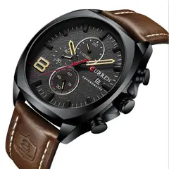 CURREN - Reloj Hombre 8324 Cuarzo Cronografo Correa De Cuero Lujo