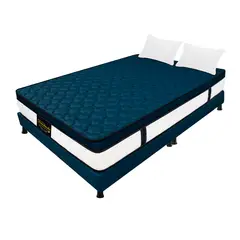 DORMILANDIA - Combo colchón azul king 200x200 resortado dublín+ base cama+ almohadas