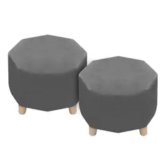 DORMILANDIA - Set x2 puff gris triangular sídney