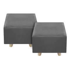 DORMILANDIA - Set x2 puff gris cuadrado sídney