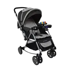 HAPPY BABY - Coche Mecedora Bebe Logan Negro-Gris