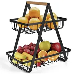 ONE PIXEL - Organizador De Cocina Metálico Frutero Y Alimentos 2 Pisos