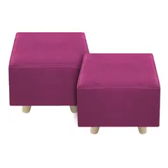 DORMILANDIA - Set x2 puff fucsia cuadrado sídney
