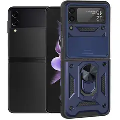 GENERICO - Funda Case Protector Cámara Slider Compatible Samsung Z Flip 3 Azul