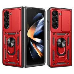 GENERICO - Funda Estuche Protector Slider Compatible Samsung Z Fold 5 Rojo