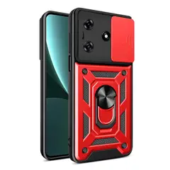 GENERICO - Funda Case Protector De Cámara Slider Compatible Tecno Spark 10C Rojo