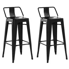 MOBLIHOUSE - Set X2 Butaco Alto Para Barra Metálico Moderna Con Espaldar Mbh