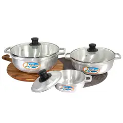 GENERICO - Calderos Tapa Vidrio 24-22 cm- Caldero 13 cm Tapa Aluminio