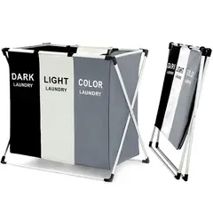 ONE PIXEL - Cesta Para Ropa Canasto 3 Divisiones Plegable Hasta 20 Kg